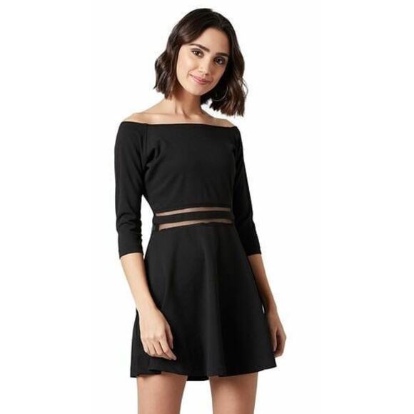 Lulu’s black mesh waist skater mini dress in size small - Picture 1 of 5